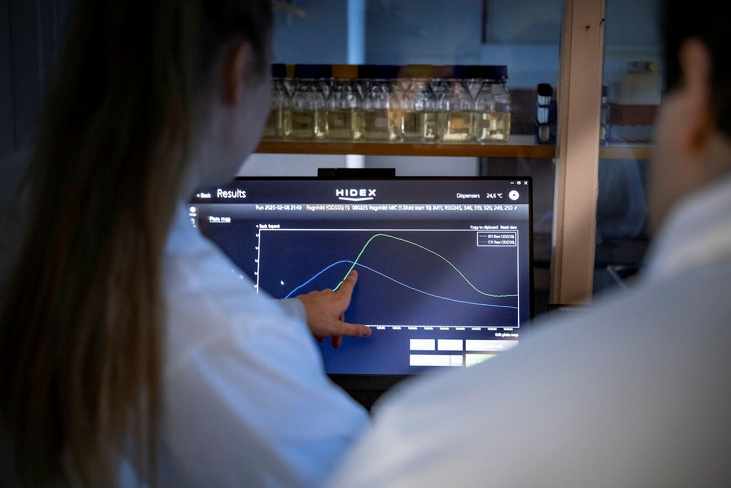 Ragnhild Sødal Gjennestad på lab med studenter. Fakultet for kjemi, bioteknologi og matvitenskap
Studentene jobber på lab og prøver å finne genetiske endringer som bidrar til resistens for penicillin (et type antibiotikum) hos pneumokokker (en bakte