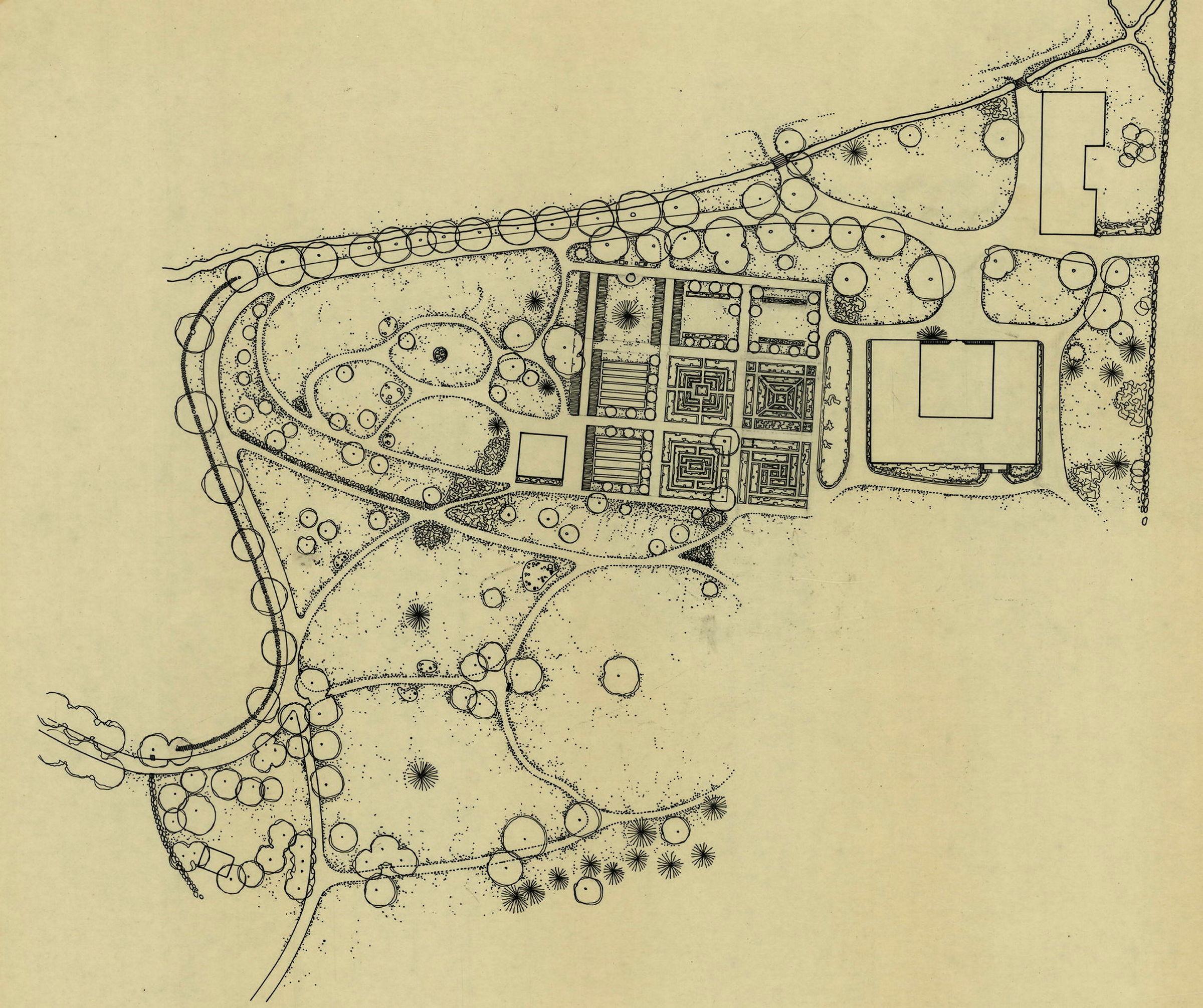 Planskisse av Rosendal Baroni i 1963