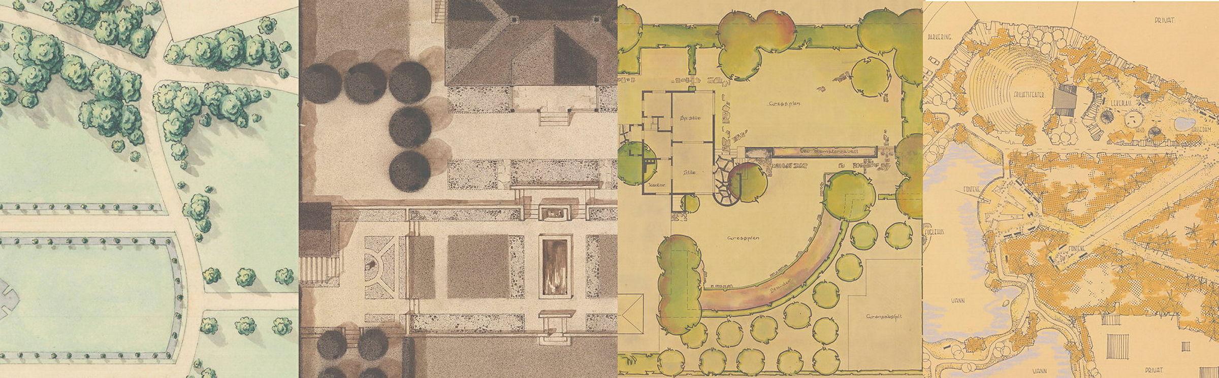 Student works with different drawing techniques, 1900-1960