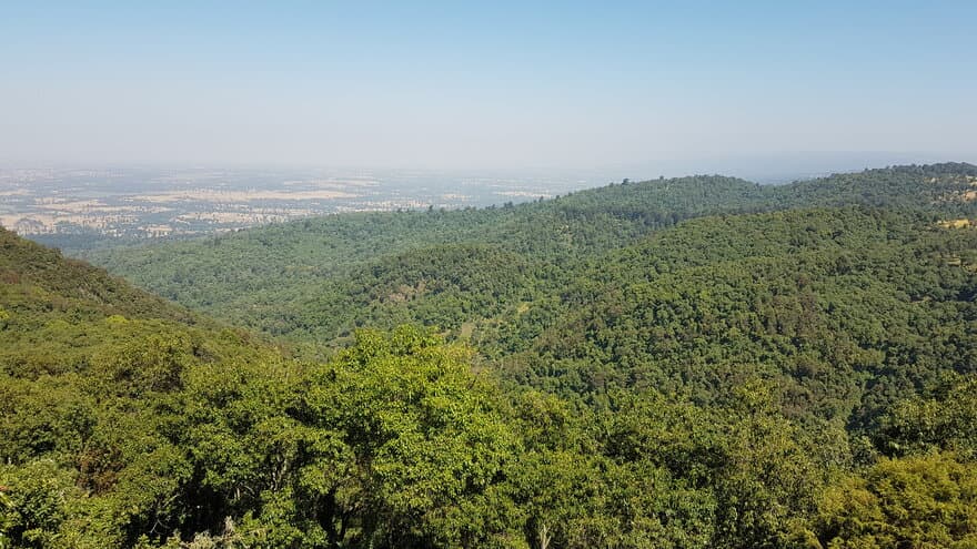 A portion of the study forest viewed from a hilltop showing the importance of the forest for watershed management