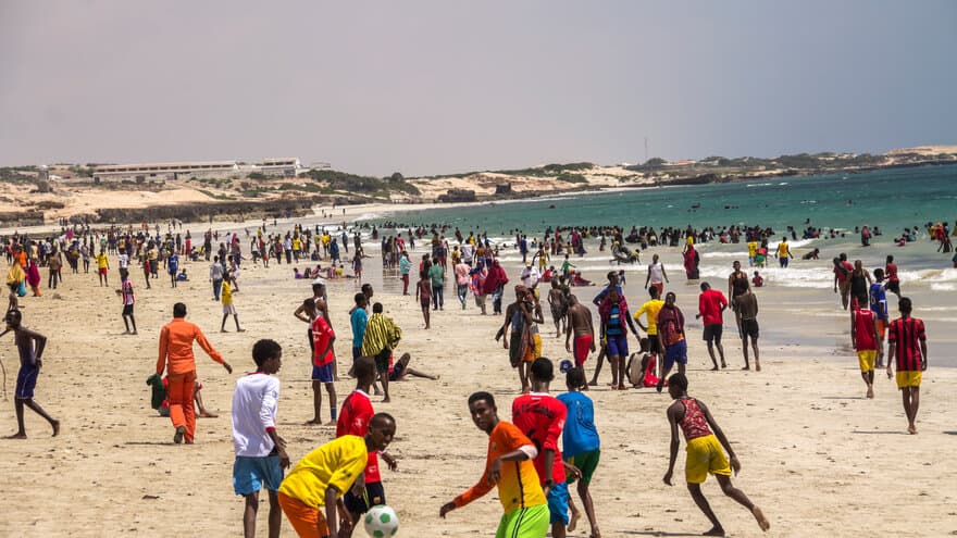 Fritid på stranden i Mogadishu, Somalia, oktober 2014.