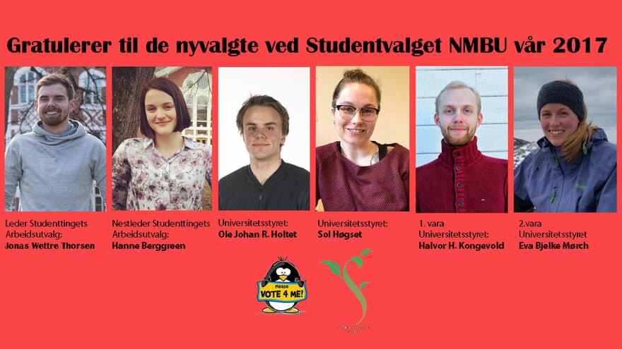 Nyvalgte Studentvalget NMBU våren 2017
