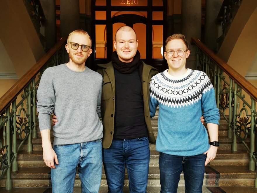 De tre NMBU innovatørene f.v Bjørnar Helliesen, Jon Lye Nergaard og Simen Lysebo Hansen