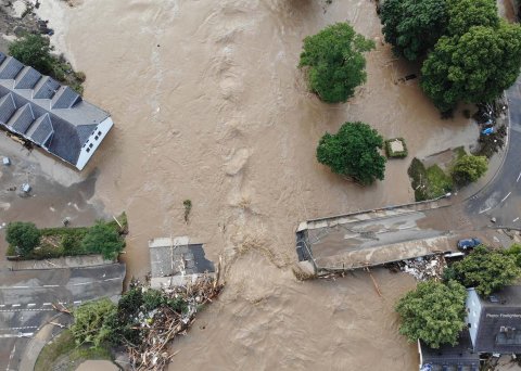 Flooded area from top down